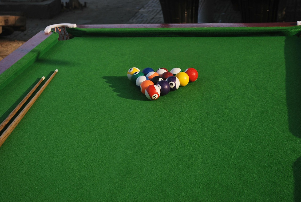 pool, table, billiards, rack, balls, pocket, cue, green table, pool, table, billiards, billiards, billiards, billiards, billiards